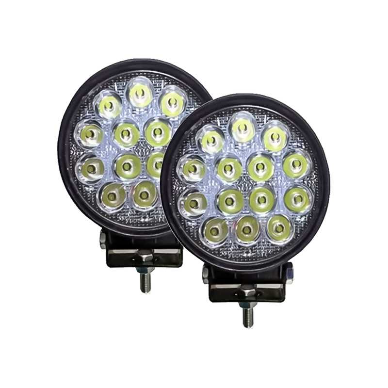 Farol Auxiliar Redondo 22 mm 14 Led´S 42 Watts - Par