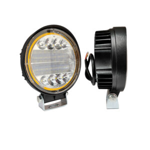 FAROL AUXILIAR 32 LEDS REDONDO BIVOLT 72W C/ARO AMARELO CARCACA FERRO